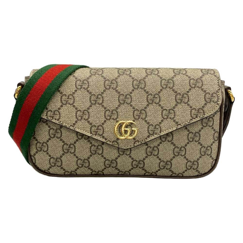 Gucci Ophidia Shoulder Bag 764961 Beige Dark Brown Multi PVC Leather